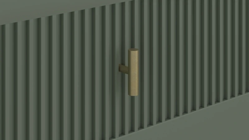 Komoda Maggiore 155 cm trzydrzwiowa z szufladami zielona/nogi czarne/uchwyty złote