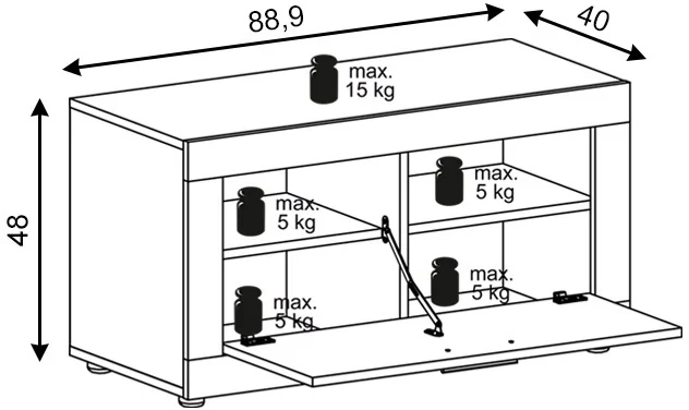 Szafka na buty Luna II 89 cm jednodrzwiowa Old Style Ciemny/Matera