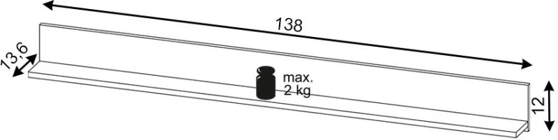 Półka wisząca Flinn 138 cm do salonu czarny mat