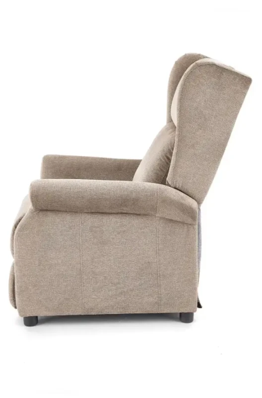 Fotel wypoczynkowy Agustin rozkładany z podnóżkiem do salonu beżowy