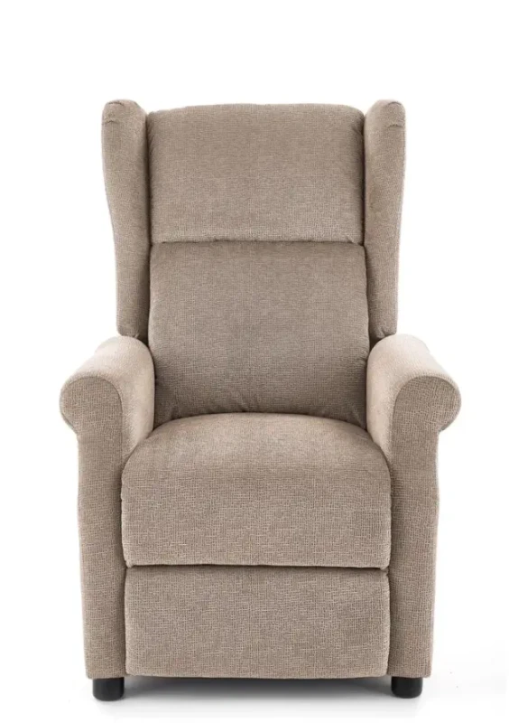 Fotel wypoczynkowy Agustin rozkładany z podnóżkiem do salonu beżowy