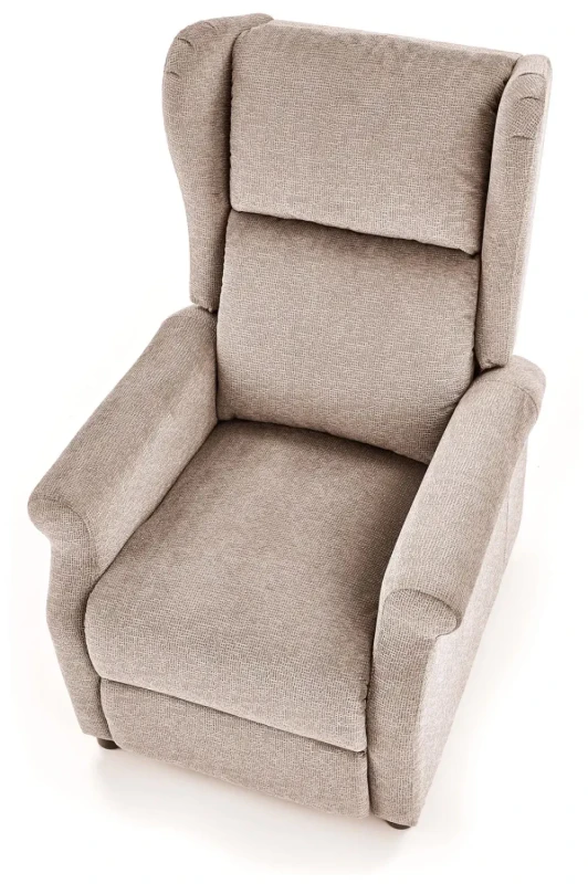 Fotel wypoczynkowy Agustin rozkładany z podnóżkiem do salonu beżowy