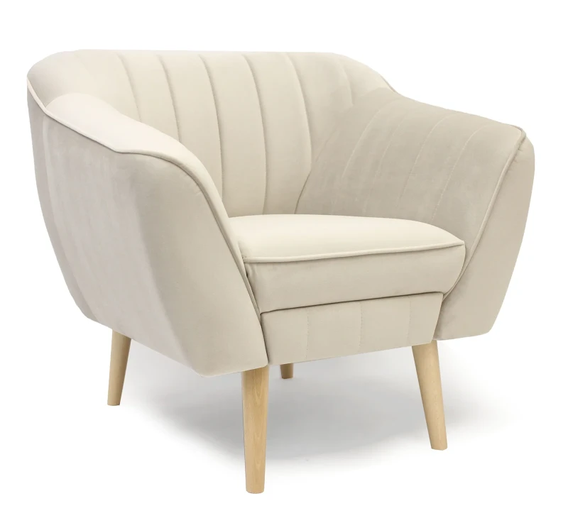 Fotel tapicerowany Delicante w stylu skandynawskim - Velluto 1 Cream