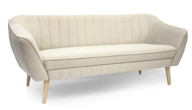 Sofa tapicerowana Delicante III w stylu skandynawskim - Velluto 1 Cream