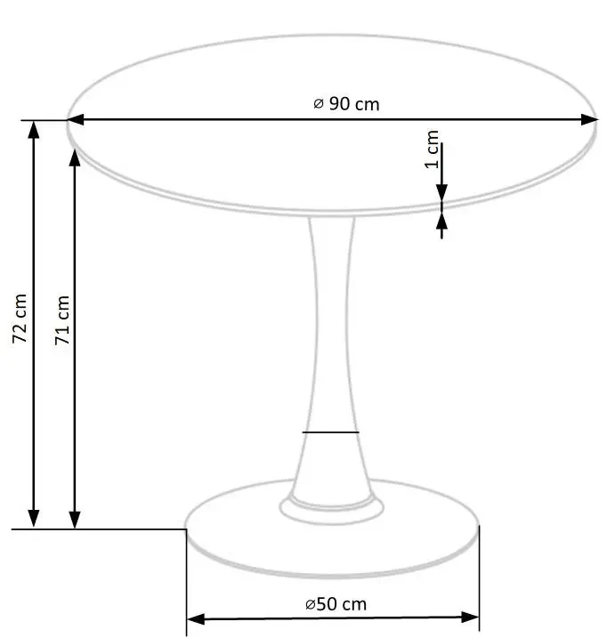 Stół okrągły Ambrosio 90cm szklany blat marmur/czarny