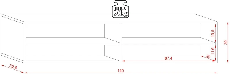 Szafka RTV Derby 140 cm wisząca z opuszczaną klapą matera/old style ciemny