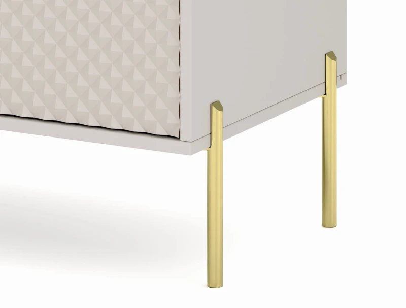 Szafka RTV Diamond 162 cm z oświetleniem LED kaszmir połysk/złote elementy