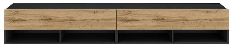 Szafka RTV Derby Double 200 cm wisząca opuszczane klapy czarny/dąb wotan