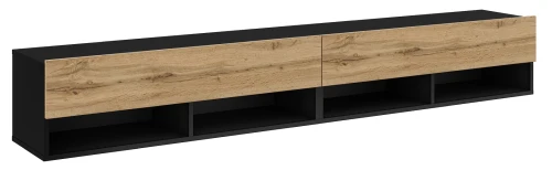 Szafka RTV Derby Double 200 cm wisząca opuszczane klapy czarny/dąb wotan