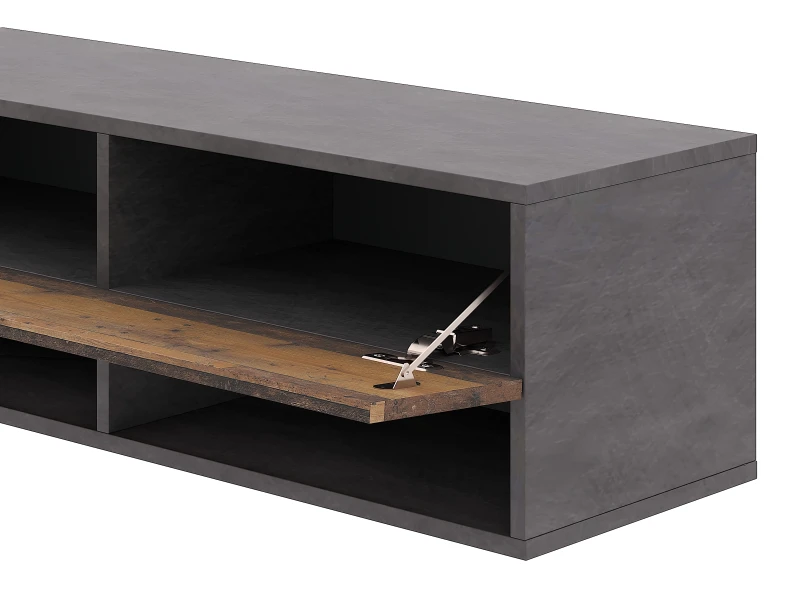 Szafka RTV Derby Double 200 cm wisząca opuszczane klapy matera/old style ciemny