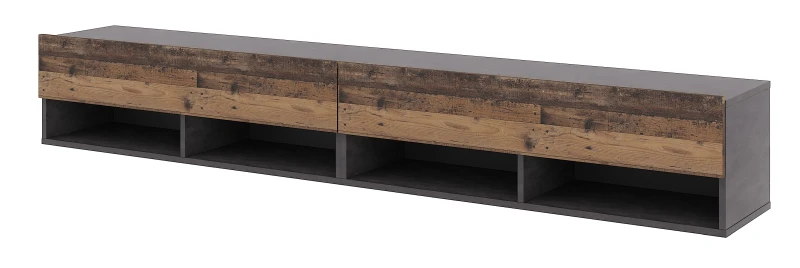 Szafka RTV Derby Double 280 cm wisząca opuszczane klapy matera/old style ciemny