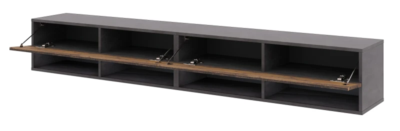Szafka RTV Derby Double 280 cm wisząca opuszczane klapy matera/old style ciemny