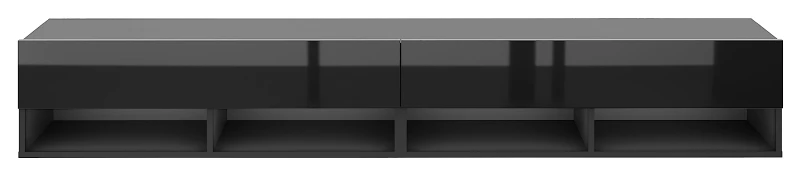Szafka RTV Derby 280 cm wisząca z opuszczanymi klapami czarny/czarny połysk
