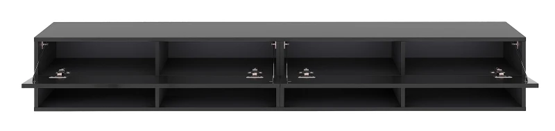 Szafka RTV Derby 280 cm wisząca z opuszczanymi klapami czarny/czarny połysk