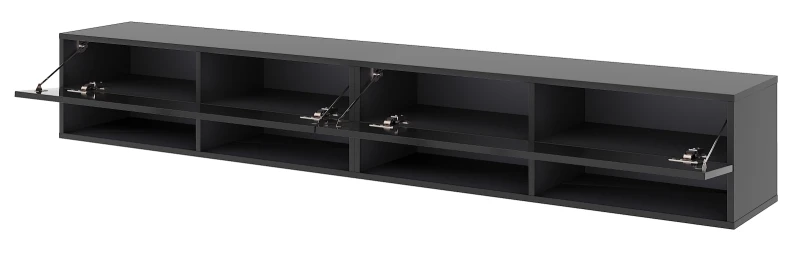 Szafka RTV Derby 280 cm wisząca z opuszczanymi klapami czarny/czarny połysk