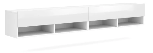 Szafka RTV Derby 280 cm wisząca z opuszczanymi klapami biały/biały połysk