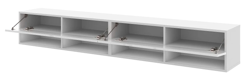 Szafka RTV Derby 280 cm wisząca z opuszczanymi klapami biały/biały połysk