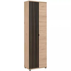 Szafa dwudrzwiowa Pedro 60 cm z lamelami do przedpokoju hickory jackson/czarny