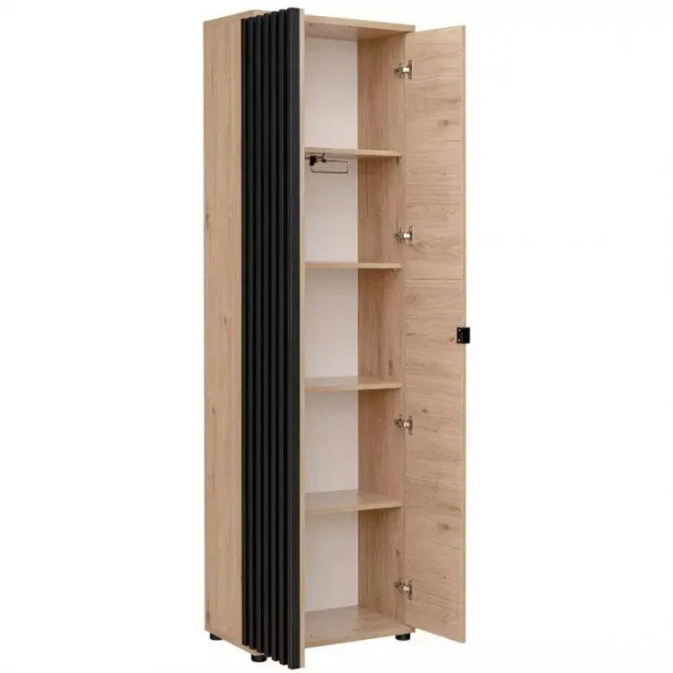 Szafa dwudrzwiowa Pedro 60 cm z lamelami do przedpokoju hickory jackson/czarny