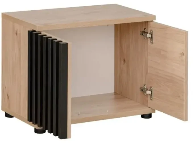 Szafka na buty Pedro 60 cm dwudrzwiowa do przedpokoju hickory jackson/czarny