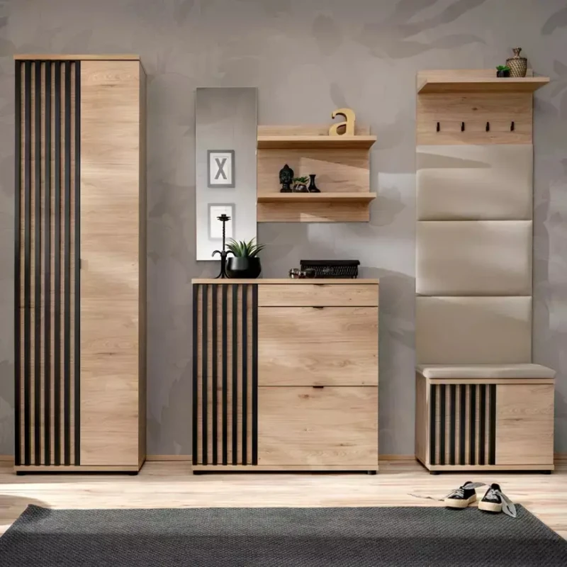 Wieszak tapicerowany Pedro 60 cm z półką do przedpokoju hickory jackson/beżowy