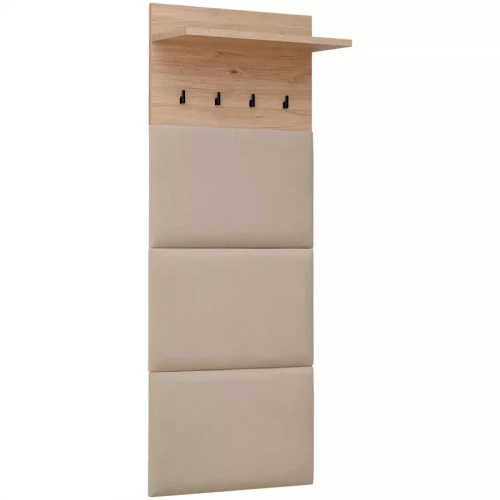 Wieszak tapicerowany Pedro 60 cm z półką do przedpokoju hickory jackson/beżowy