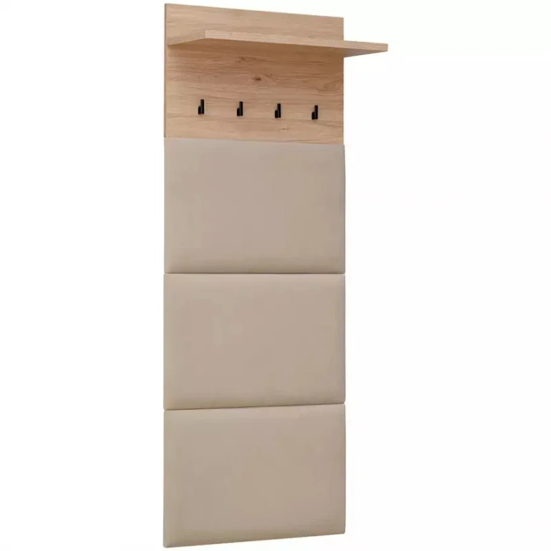 Wieszak tapicerowany Pedro 60 cm z półką do przedpokoju hickory jackson/beżowy