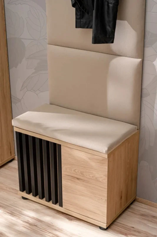 Wieszak tapicerowany Pedro 60 cm z półką do przedpokoju hickory jackson/beżowy