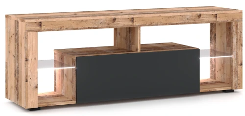 Szafka RTV Everest 140 cm z oświetleniem LED old style jasny/antracyt