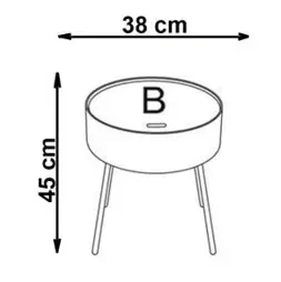 Ława okrągła Aura 38cm z funkcją pojemnika do salonu biały/czarny