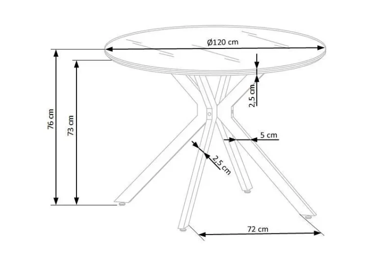 Stół okrągły Avelar 120cm szklany blat czarny