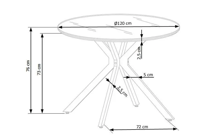 Stół okrągły Avelar 120cm szklany blat czarny