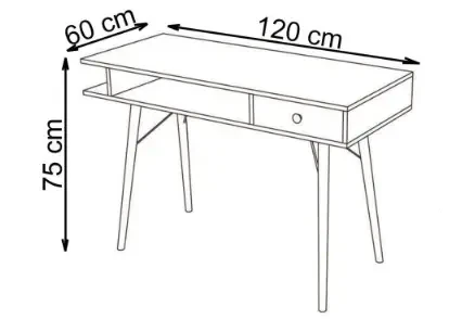 Biurko B34 z szufladą biały/dąb sonoma