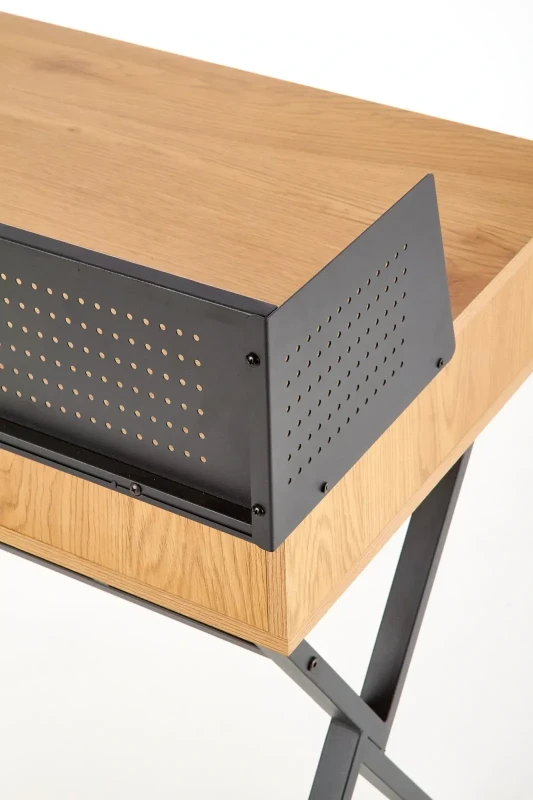 Biurko B43 z szufladą dąb złoty / czarny