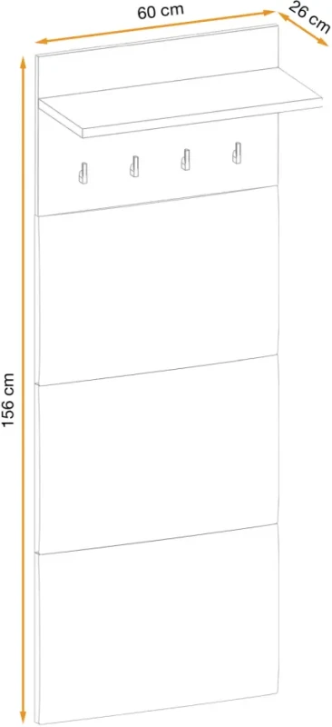 Wieszak tapicerowany Pedro 60 cm z półką do przedpokoju hickory jackson/beżowy