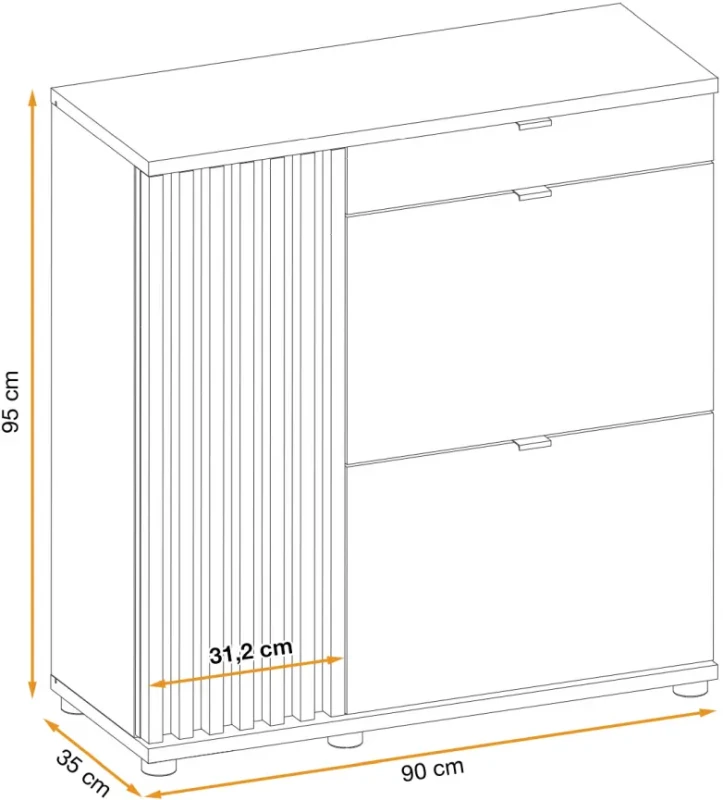 Komoda Pedro 90 cm z lamelami do przedpokoju hickory jackson/czarny