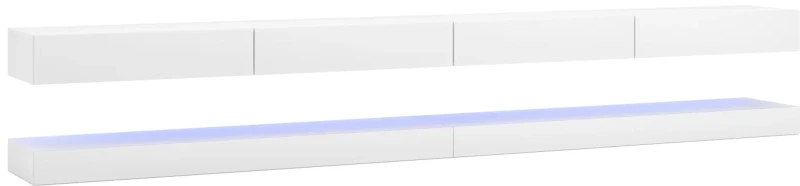 Szafka RTV Fly Double 280 cm z oświetleniem LED biały/biały połysk