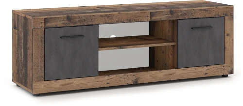 Szafka RTV Luna 140 cm dwudrzwiowa z półką Old Style ciemny/Matera