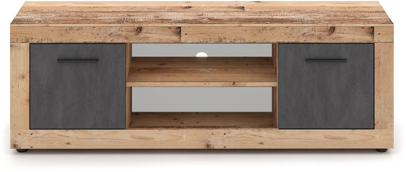 Szafka RTV Luna 140 cm dwudrzwiowa z półką Old Style jasny/Matera