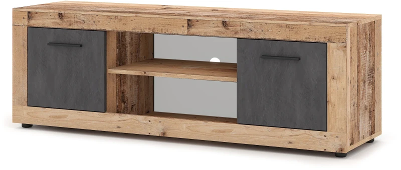 Szafka RTV Luna 140 cm dwudrzwiowa z półką Old Style jasny/Matera
