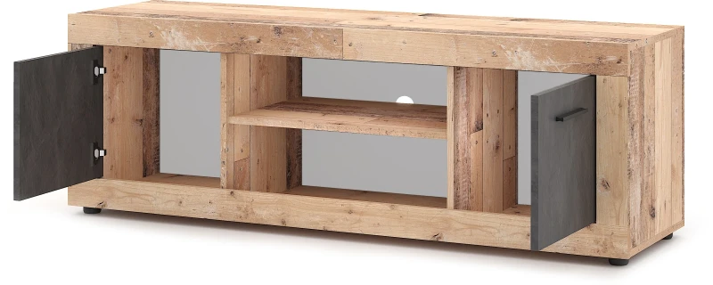 Szafka RTV Luna 140 cm dwudrzwiowa z półką Old Style jasny/Matera