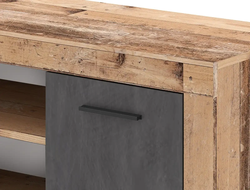 Szafka RTV Luna 140 cm dwudrzwiowa z półką Old Style jasny/Matera