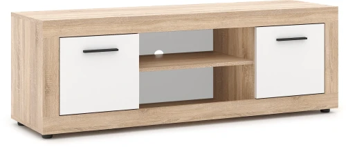 Szafka RTV Luna 140 cm dwudrzwiowa z półką dąb sonoma/biały