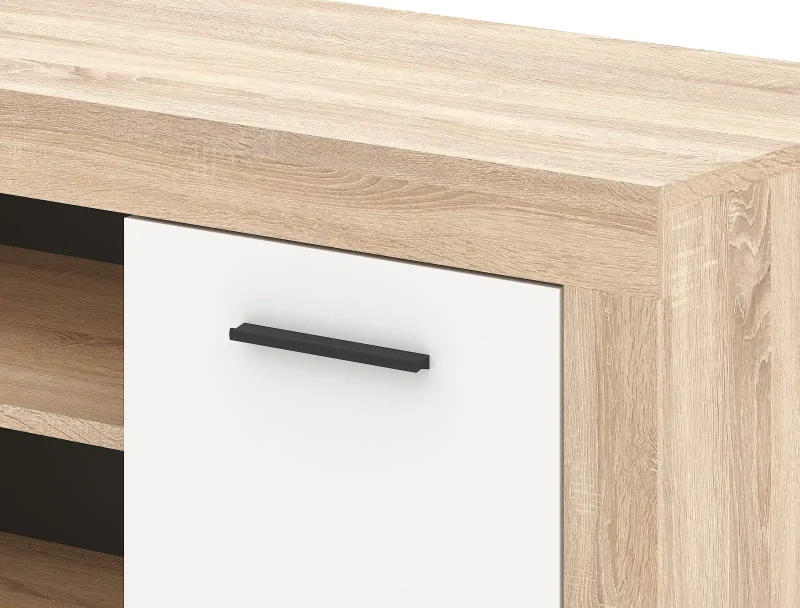 Szafka RTV Luna 140 cm dwudrzwiowa z półką dąb sonoma/biały