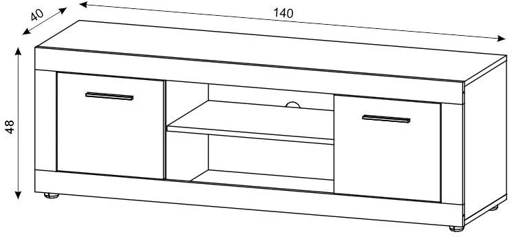 Szafka RTV Luna 140 cm dwudrzwiowa z półką dąb sonoma/biały