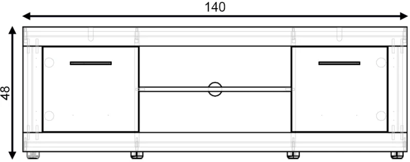 Szafka RTV Luna 140 cm dwudrzwiowa z półką dąb sonoma/biały