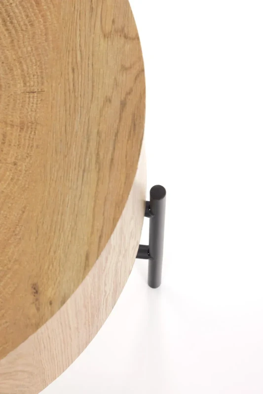 Ława okrągła Brooklyn-S 45 cm do salonu dąb naturalny/czarny