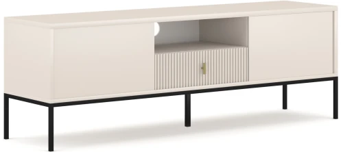 Szafka RTV Maggiore 155 cm dwudrzwiowa z szufladą kaszmir/nogi czarne