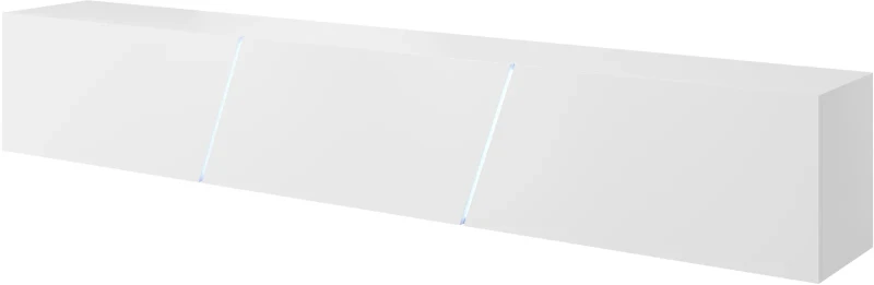 Szafka RTV Slant 240 cm stojąca/wisząca z oświetleniem LED biały mat/biały połysk