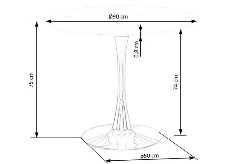 Stół okrągły Casemiro 90 cm blat biały marmur/złoty